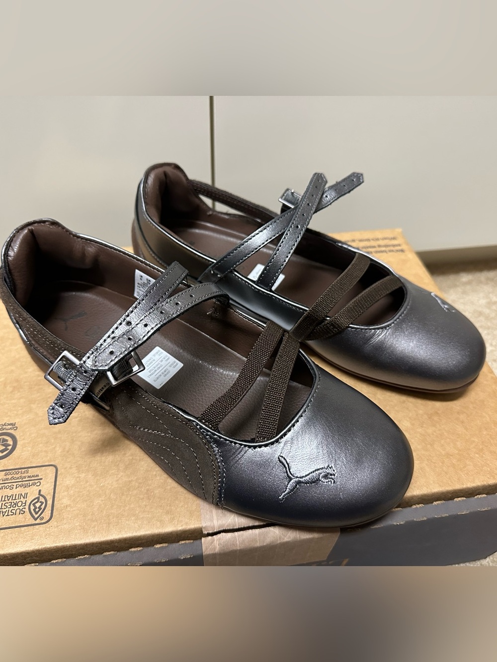Puma Speedcat Ballet Flats Metallic Chrome/Brown